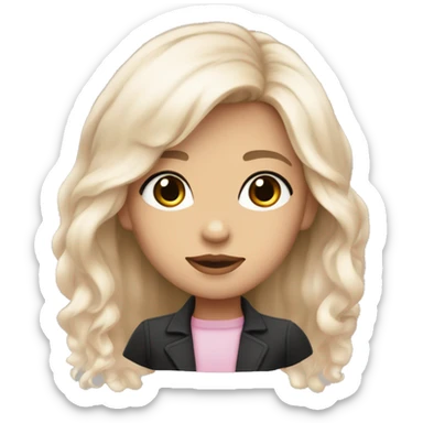 A girl with smart face with white coloure skin a small lack eyes and small lips lite pink cloured and skinny face and long plan hair black coured sticker