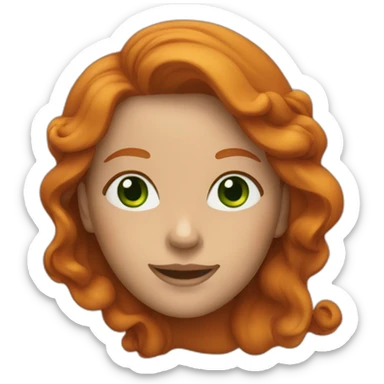 Woman with long wave ginger hair and green eyes, she’s smiling  sticker