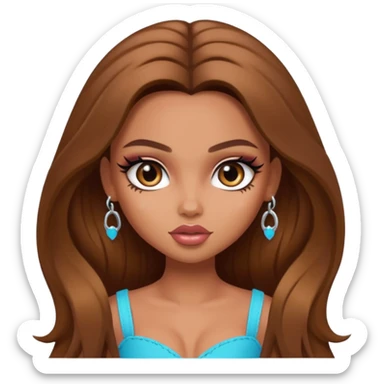 pretty bratz baddie, long brown hair sticker