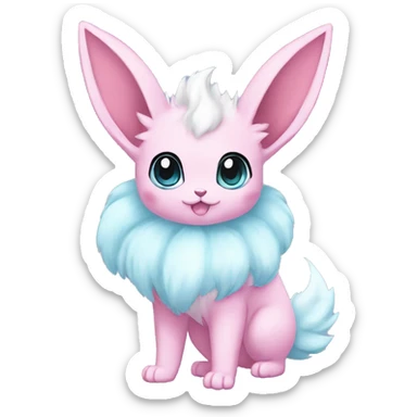 Kawaii Pastel Cotton-Candy-Colore Eeveelution-Cute-Pokémon-fusion full body sticker