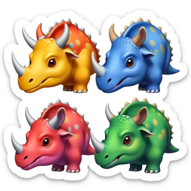 faces of different triceratops sticker