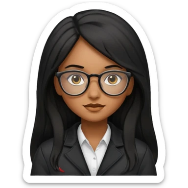 Brownskin girl with glasses and long black hair wearing glasses and a tight black jacket  sticker