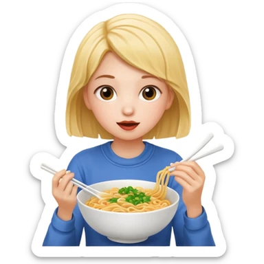 Girl eating noodles sticker