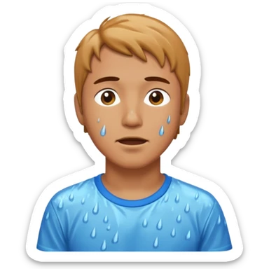 A man getting wet in the rain sticker