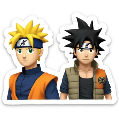 Naruto qui Envoi une orbe d'énergie à Goku sticker