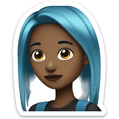 emo girl brown skin blue hair  sticker