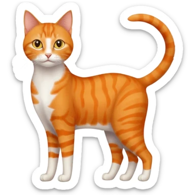 full body orange domestic shorthair slim cat with yellow/orange eyes  sticker