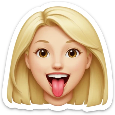 Woman head, blonde, slim, mouth wide open, tongue out
 sticker