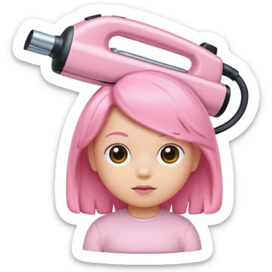A baby pink color with hair iron in iOS emoji style, 3D icon, plastic texture, soft reflection, minimalist design. sticker