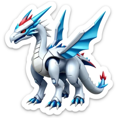 Futuristic Kyurem-reshiram-salamence-dialga-hybrid, full body sticker
