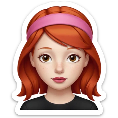 ["Fair skin female, smooth red hair, red ribbon headband."] sticker