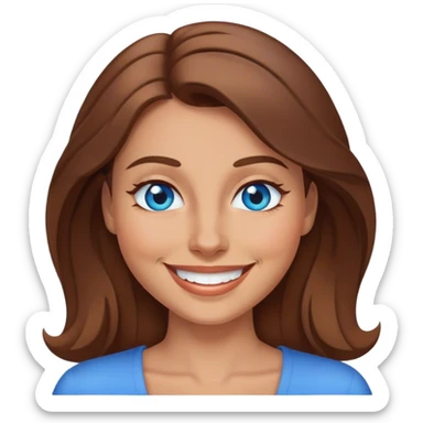 mulher morena de olhos azuis sorrindo e piscando um olho sticker