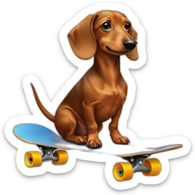 Dachshund on a skateboard sticker