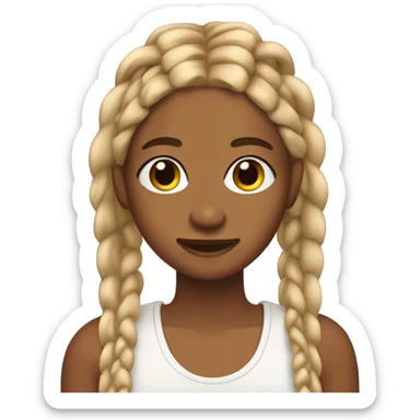 Brown skin with blonde knotless braids and braces and acne sticker