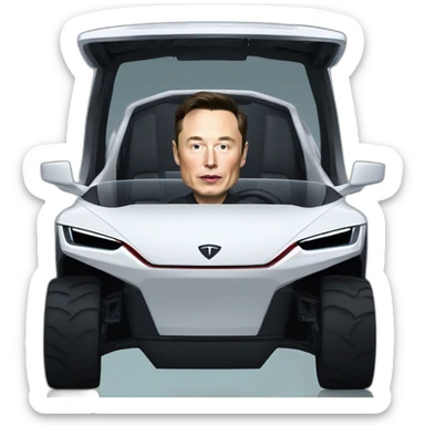 Elon musk riding in a Tesla cyber truck  sticker