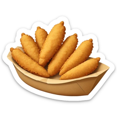 5 breaded chicken tenders in a paper food boat  sticker