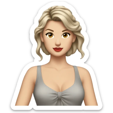 Taylor swift with a gray dress, hair in high ponytail sticker