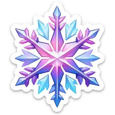 Gradient iridescent Pastel Pink violet blue white crystal star snowflake  sticker