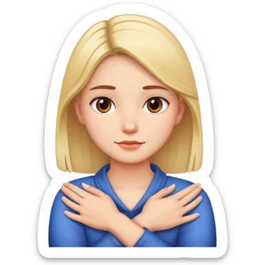A girl with her hands crossed around her neck  sticker