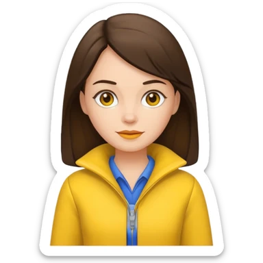 brunette woman with yellow dutch clothing sticker