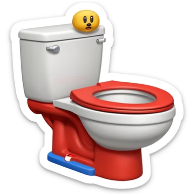 Mario's neck and head only sticking out of a white toilet sticker