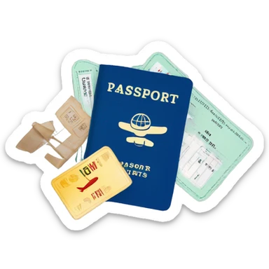 passport and air tickets sticker