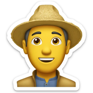 Yellow man with rice farmer hat sticker