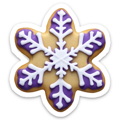 Snowflake cookie with purple icing sticker