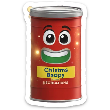 Old bay seasoning can with Christmas lights sticker