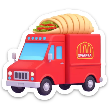 generate me a 3D red truck shawarma sticker