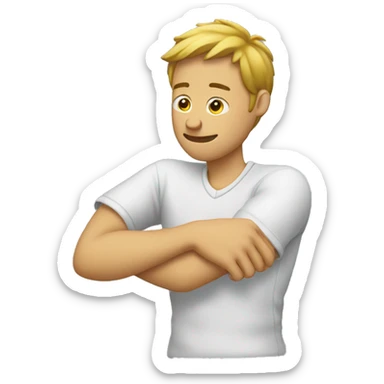 close up of guy dabbing putting his head into his bent arm with the other arm straight and raised sticker