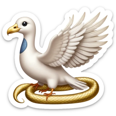 a white dove and snake gold sticker