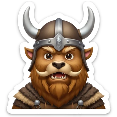 Viking Bear wearing horned helmet growling sticker