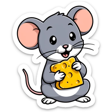 cartoon mouse jerry eating cheese sticker