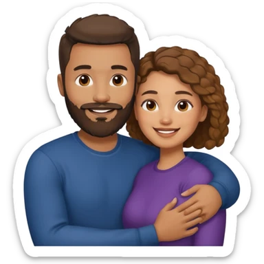 mixed race couple, man with beard, affectionate pose sticker