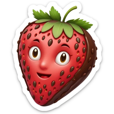 strawberry halfway covered in chocolate sticker