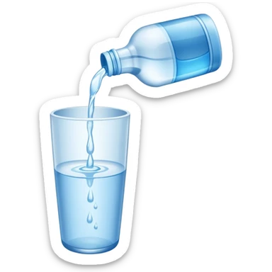 bottle of water pouring out NO GLAS! sticker