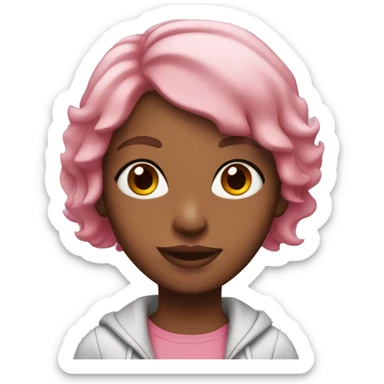Girl with pink layered hair and brown eyes sticker