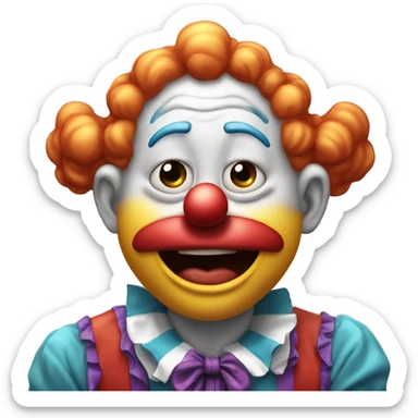 Clown crying and laughing at the same time while facepalming with hand over eyes because it is crying/laughing so much sticker