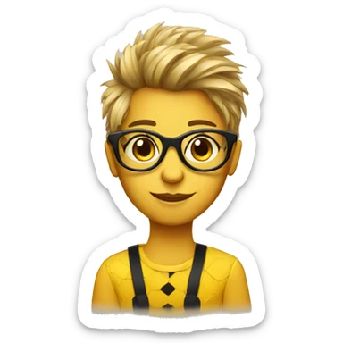 Personalized busy bee with glasses and bold hair sticker