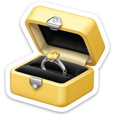 diamond ring in a pale yellow box  sticker