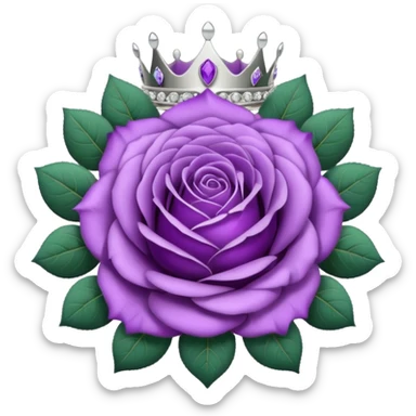 Purple rose flower, silver circle plaque, silver tiara sticker