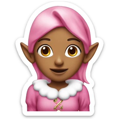  Girl Christmas elf pink sticker
