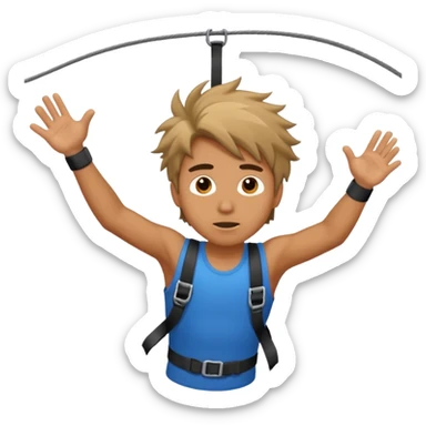 bungee jumping man face only with flying hair sticker