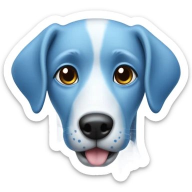 sky blue dog with darker blue spots and a dark blue nose. Her eyes are white with black pupils  sticker