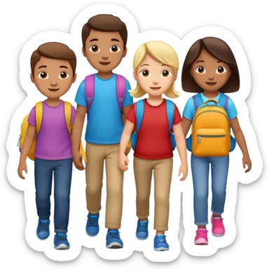 Kids Carrying Backpacks sticker