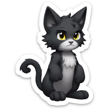 Anthro Dark Edgy Cool Shy Grumpy FurSona Cat Fakemon Full Body sticker