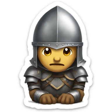a knight crouching  with his head down sticker