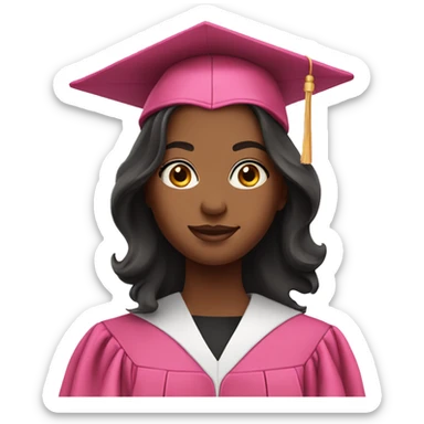 Girl wearing pink graduation gown sticker