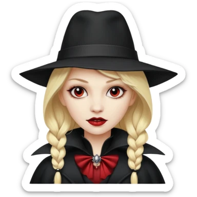 blonde vampire woman with hat sticker